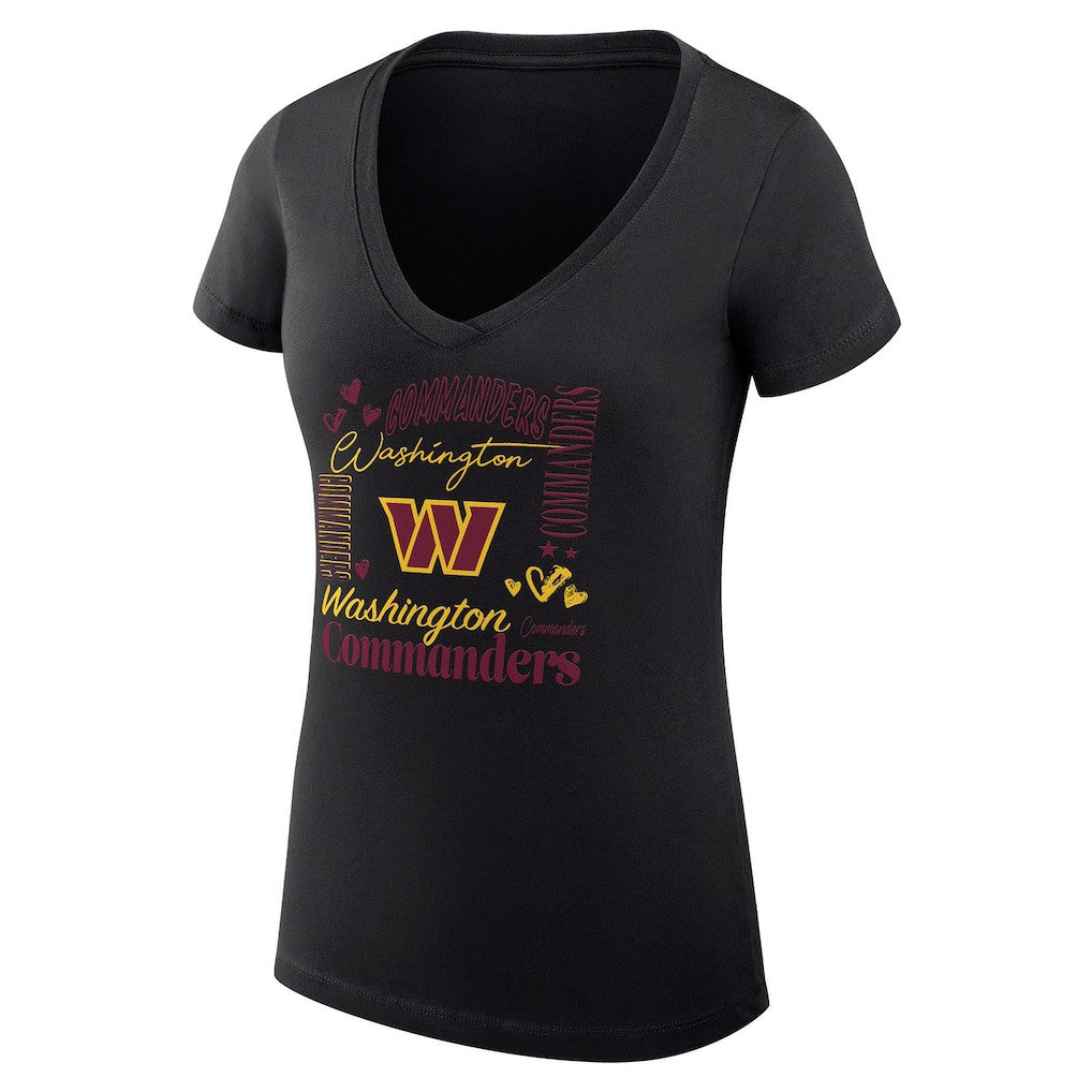 Washington Commanders G-III 4Her by Carl Banks Women's Super-Slim Fit Lightweight Collage Team V-Neck T-Shirt - Black - NFL