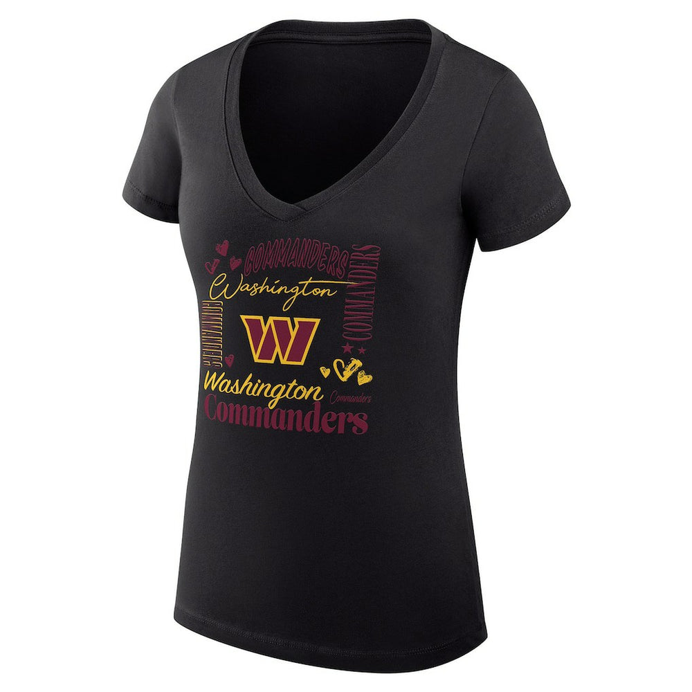 Washington Commanders G-III 4Her by Carl Banks Women's Super-Slim Fit Lightweight Collage Team V-Neck T-Shirt - Black - NFL