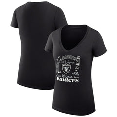 Las Vegas Raiders G-III 4Her by Carl Banks Women's Super-Slim Fit Lightweight Collage Team V-Neck T-Shirt - Black - NFL