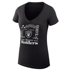 Las Vegas Raiders G-III 4Her by Carl Banks Women's Super-Slim Fit Lightweight Collage Team V-Neck T-Shirt - Black - NFL