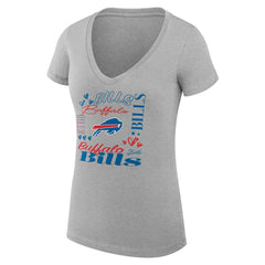 Buffalo Bills G-III 4Her by Carl Banks Women's Super-Slim Fit Lightweight Collage Team V-Neck T-Shirt - Heather Gray - NFL