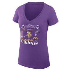 Minnesota Vikings G-III 4Her by Carl Banks Women's Super-Slim Fit Lightweight Collage Team V-Neck T-Shirt - Purple - NFL
