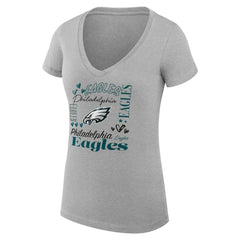 Philadelphia Eagles G-III 4Her by Carl Banks Women's Super-Slim Fit Lightweight Collage Team V-Neck T-Shirt - Heather Gray - NFL