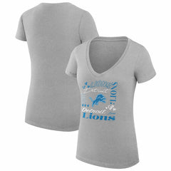 Detroit Lions G-III 4Her by Carl Banks Women's Super-Slim Fit Lightweight Collage Team V-Neck T-Shirt - Heather Gray - NFL