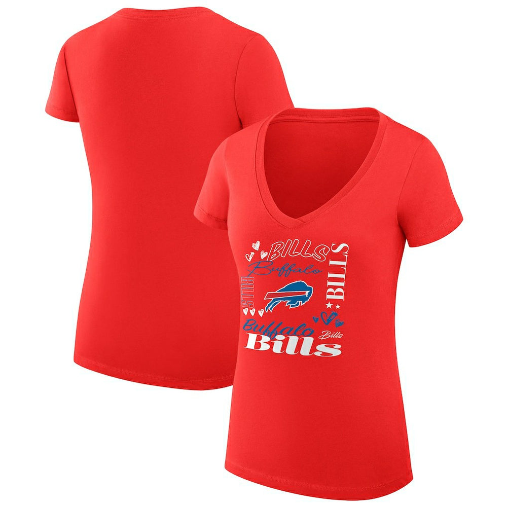 Buffalo Bills G-III 4Her by Carl Banks Women's Super-Slim Fit Lightweight Collage Team V-Neck T-Shirt - Red - NFL