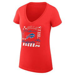 Buffalo Bills G-III 4Her by Carl Banks Women's Super-Slim Fit Lightweight Collage Team V-Neck T-Shirt - Red - NFL