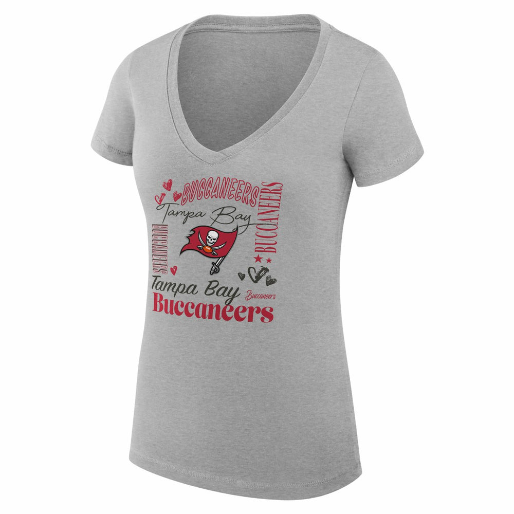 Tampa Bay Buccaneers G-III 4Her by Carl Banks Women's Super-Slim Fit Lightweight Collage Team V-Neck T-Shirt - Heather Gray - NFL