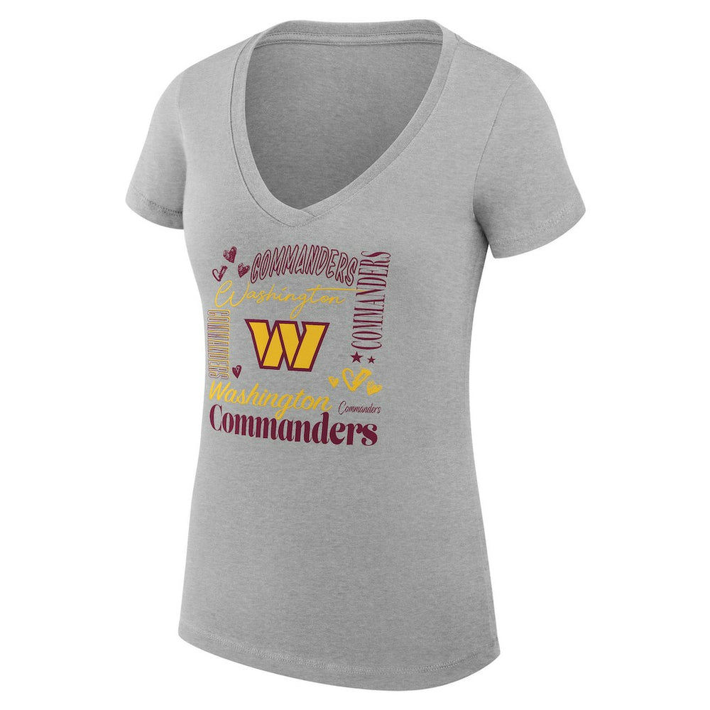Washington Commanders G-III 4Her by Carl Banks Women's Super-Slim Fit Lightweight Collage Team V-Neck T-Shirt - Heather Gray - NFL