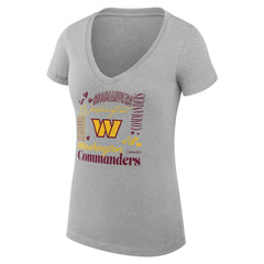 Washington Commanders G-III 4Her by Carl Banks Women's Super-Slim Fit Lightweight Collage Team V-Neck T-Shirt - Heather Gray - NFL