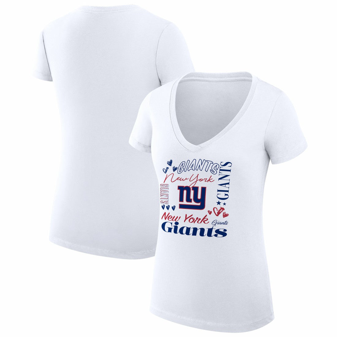 New York Giants G-III 4Her by Carl Banks Women's Super-Slim Fit Lightweight Collage Team V-Neck T-Shirt - White - NFL