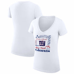 New York Giants G-III 4Her by Carl Banks Women's Super-Slim Fit Lightweight Collage Team V-Neck T-Shirt - White - NFL