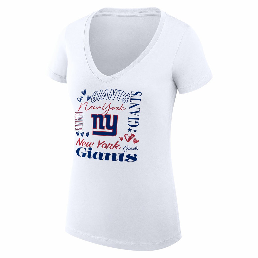 New York Giants G-III 4Her by Carl Banks Women's Super-Slim Fit Lightweight Collage Team V-Neck T-Shirt - White - NFL