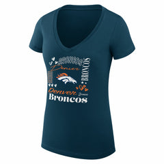 Denver Broncos G-III 4Her by Carl Banks Women's Super-Slim Fit Lightweight Collage Team V-Neck T-Shirt - Navy - NFL