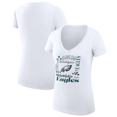 Philadelphia Eagles G-III 4Her by Carl Banks Women's Super-Slim Fit Lightweight Collage Team V-Neck T-Shirt - White - NFL