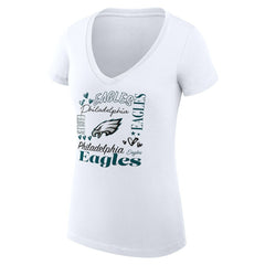 Philadelphia Eagles G-III 4Her by Carl Banks Women's Super-Slim Fit Lightweight Collage Team V-Neck T-Shirt - White - NFL