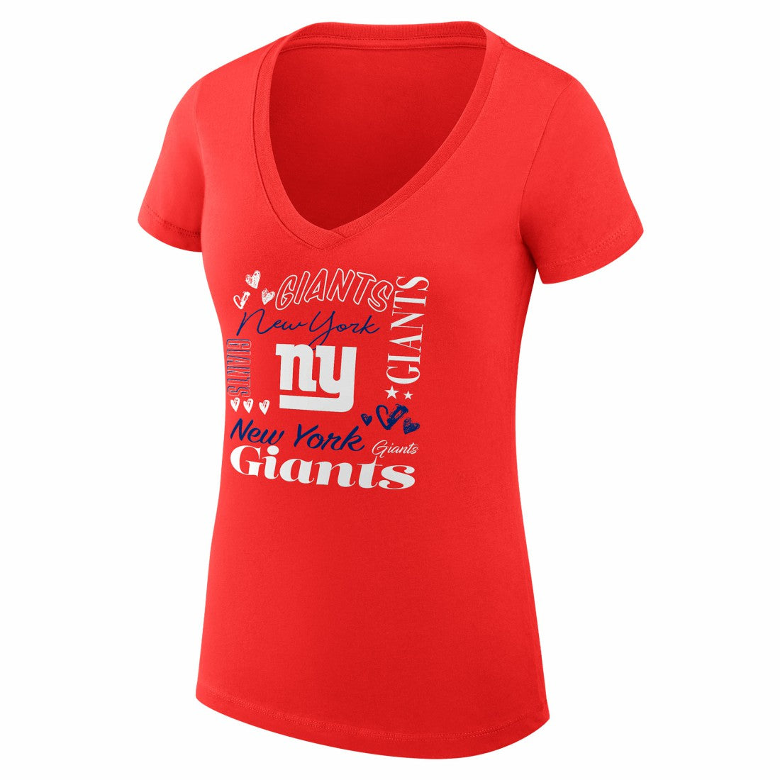 New York Giants G-III 4Her by Carl Banks Women's Super-Slim Fit Lightweight Collage Team V-Neck T-Shirt - Red - NFL