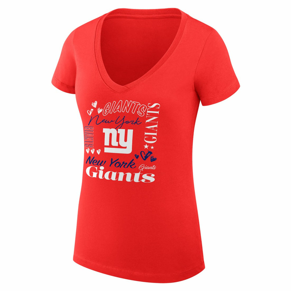 New York Giants G-III 4Her by Carl Banks Women's Super-Slim Fit Lightweight Collage Team V-Neck T-Shirt - Red - NFL
