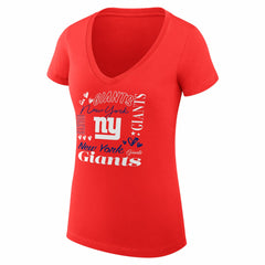 New York Giants G-III 4Her by Carl Banks Women's Super-Slim Fit Lightweight Collage Team V-Neck T-Shirt - Red - NFL