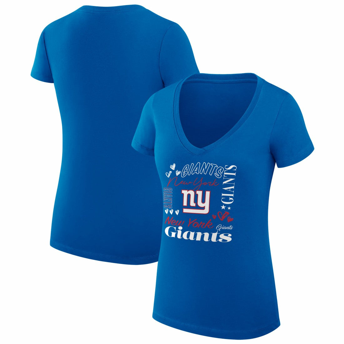 New York Giants G-III 4Her by Carl Banks Women's Super-Slim Fit Lightweight Collage Team V-Neck T-Shirt - Royal - NFL