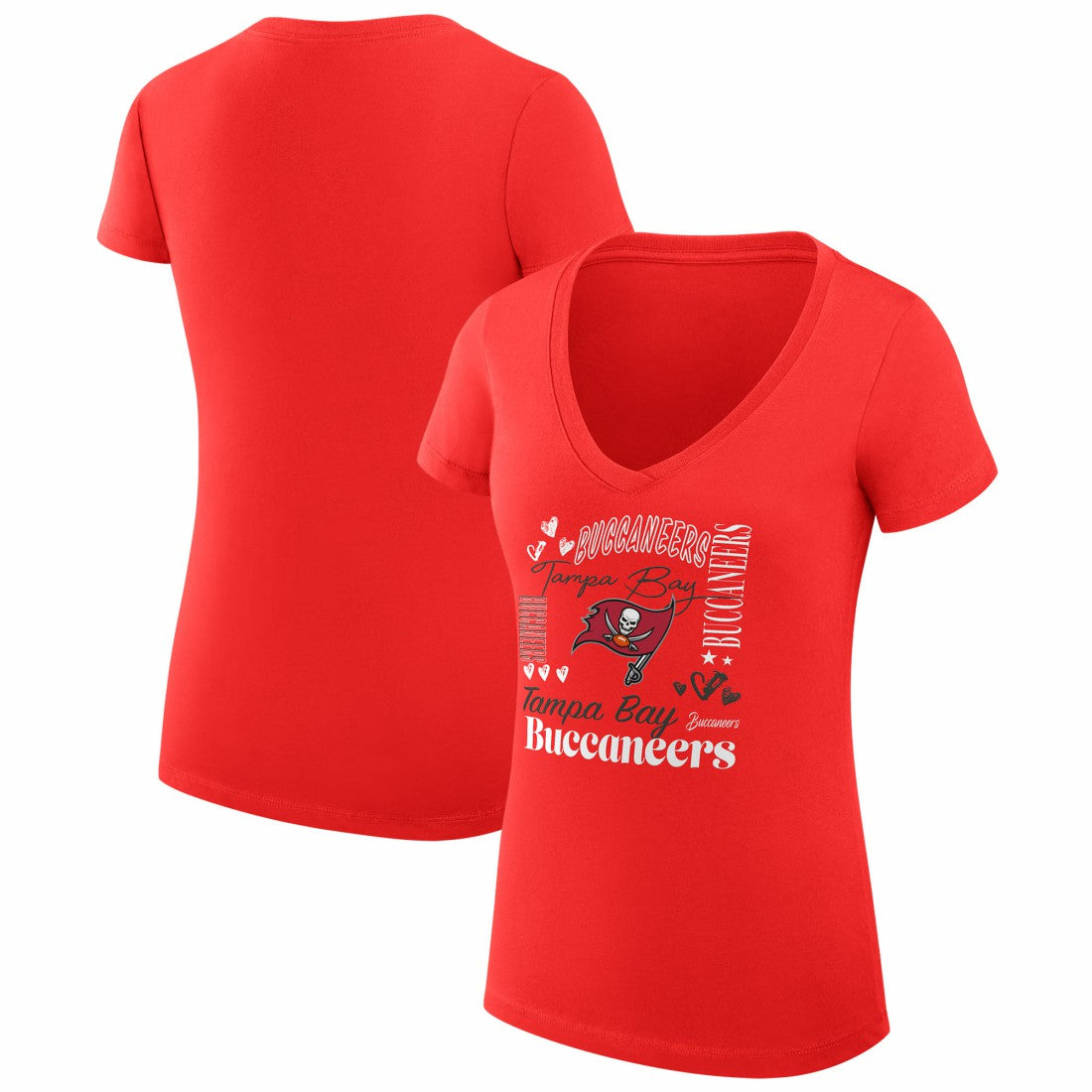 Tampa Bay Buccaneers G-III 4Her by Carl Banks Women's Super-Slim Fit Lightweight Collage Team V-Neck T-Shirt - Red - NFL
