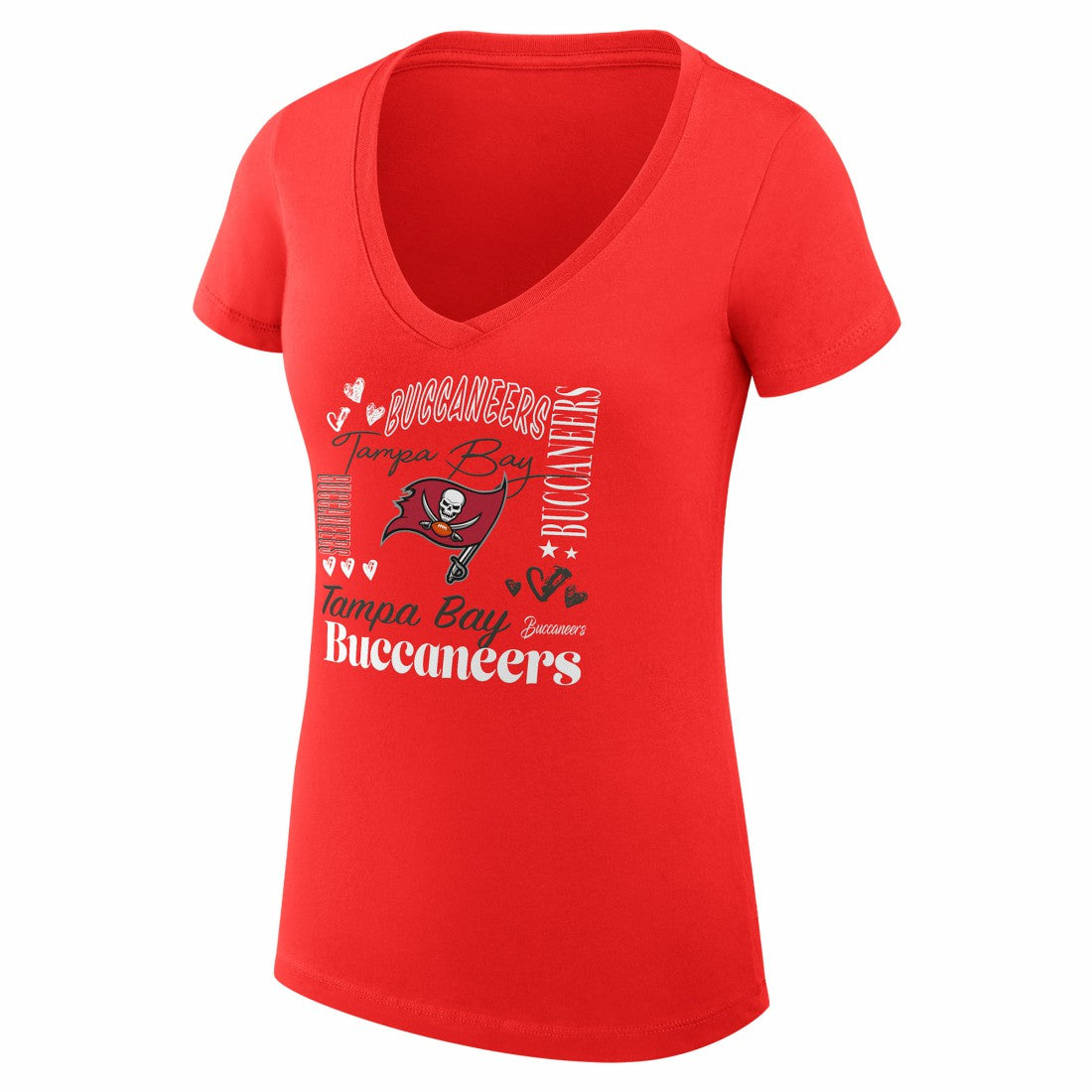 Tampa Bay Buccaneers G-III 4Her by Carl Banks Women's Super-Slim Fit Lightweight Collage Team V-Neck T-Shirt - Red - NFL