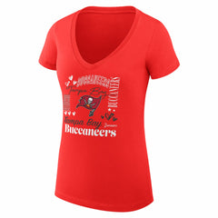 Tampa Bay Buccaneers G-III 4Her by Carl Banks Women's Super-Slim Fit Lightweight Collage Team V-Neck T-Shirt - Red - NFL