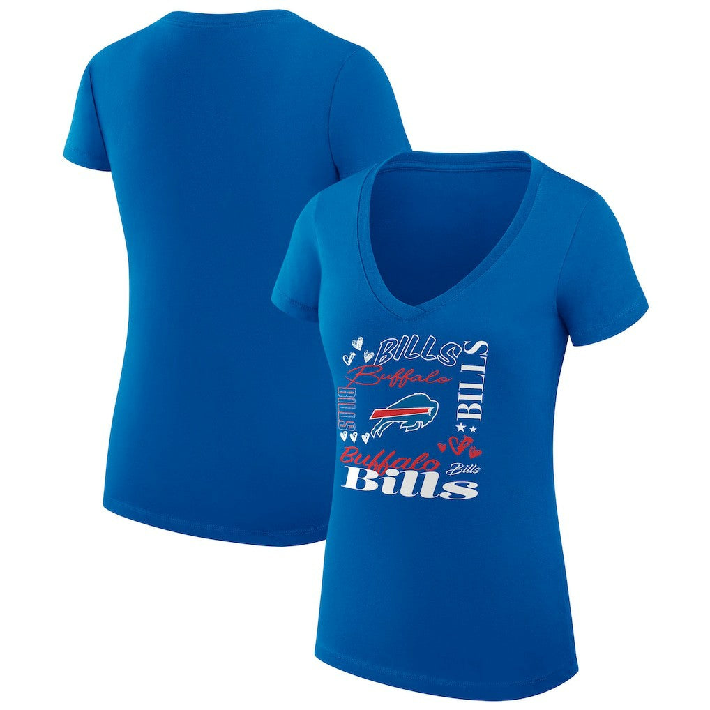 Buffalo Bills G-III 4Her by Carl Banks Women's Super-Slim Fit Lightweight Collage Team V-Neck T-Shirt - Royal - NFL