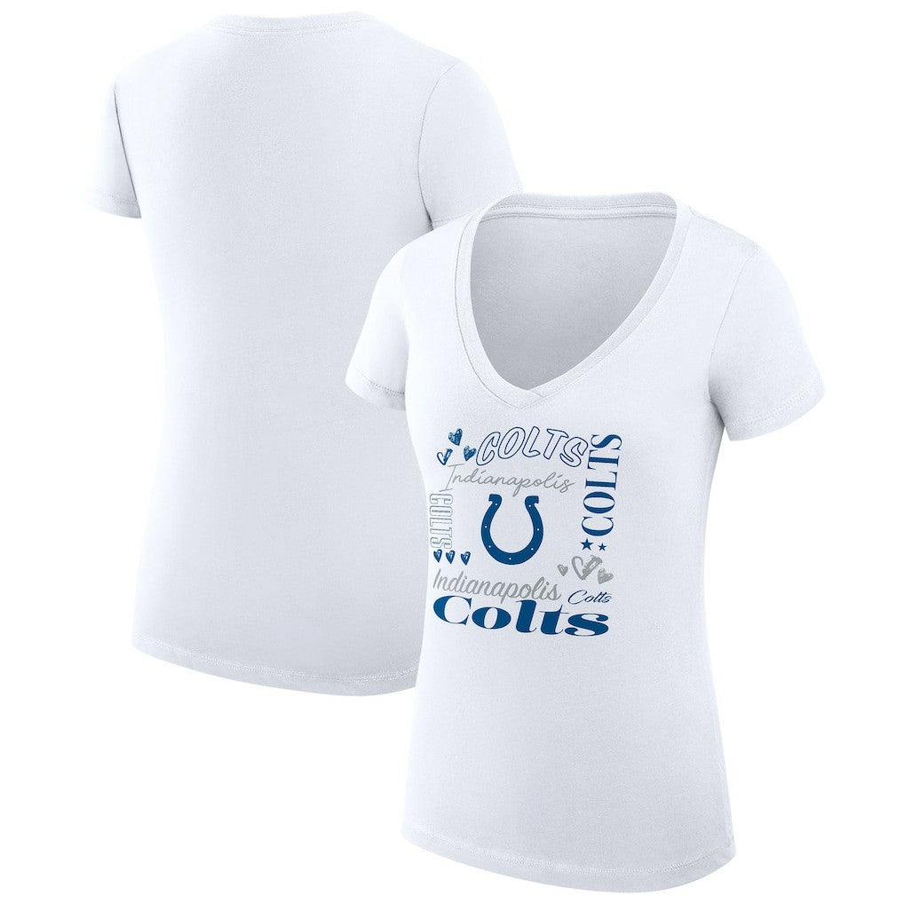 Indianapolis Colts G-III 4Her by Carl Banks Women's Super-Slim Fit Lightweight Collage Team V-Neck T-Shirt - White - NFL