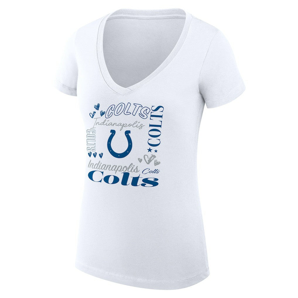 Indianapolis Colts G-III 4Her by Carl Banks Women's Super-Slim Fit Lightweight Collage Team V-Neck T-Shirt - White - NFL