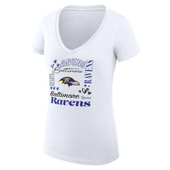 Baltimore Ravens G-III 4Her by Carl Banks Women's Super-Slim Fit Lightweight Collage Team V-Neck T-Shirt - White - NFL