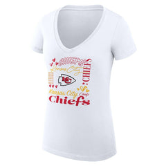 Kansas City Chiefs G-III 4Her by Carl Banks Women's Super-Slim Fit Lightweight Collage Team V-Neck T-Shirt - White - NFL