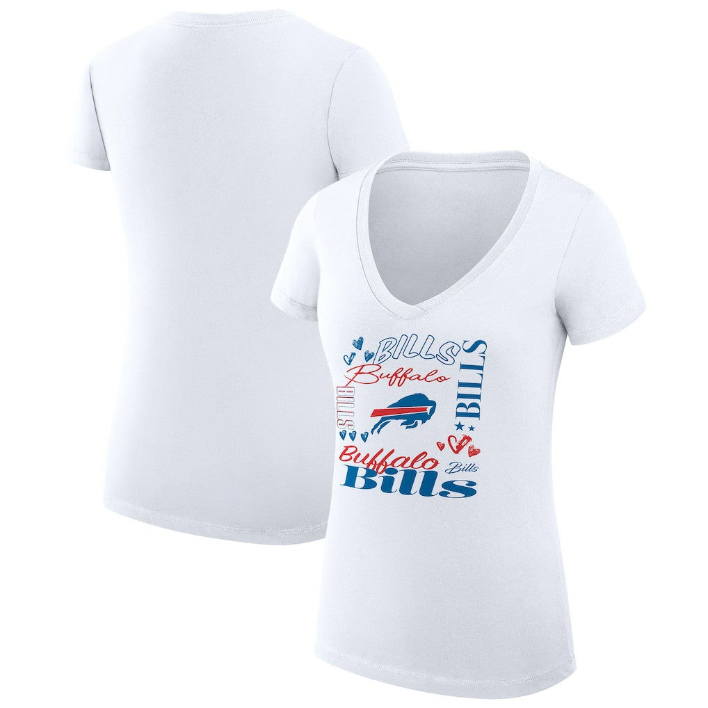 Buffalo Bills G-III 4Her by Carl Banks Women's Super-Slim Fit Lightweight Collage Team V-Neck T-Shirt - White - NFL