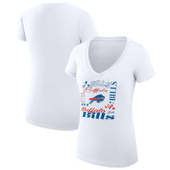 Buffalo Bills G-III 4Her by Carl Banks Women's Super-Slim Fit Lightweight Collage Team V-Neck T-Shirt - White - NFL