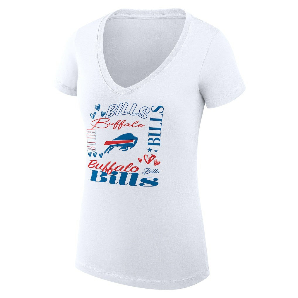 Buffalo Bills G-III 4Her by Carl Banks Women's Super-Slim Fit Lightweight Collage Team V-Neck T-Shirt - White - NFL
