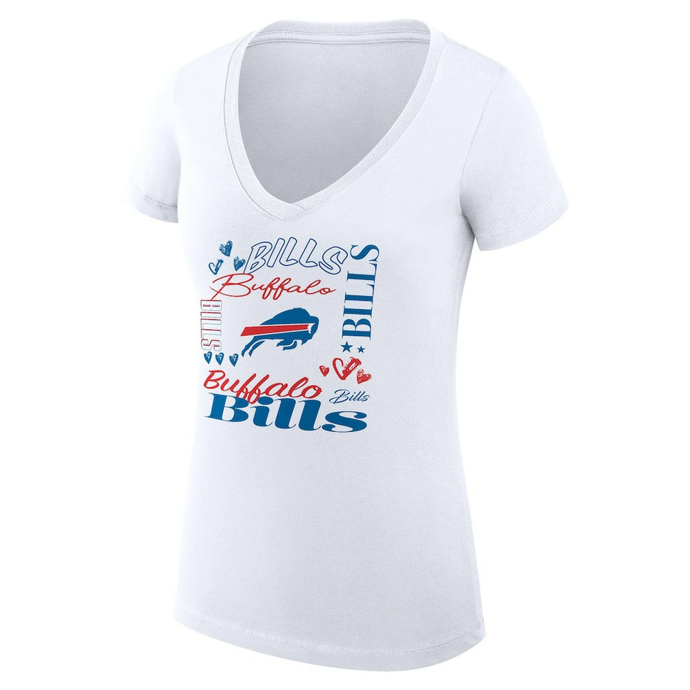Buffalo Bills G-III 4Her by Carl Banks Women's Super-Slim Fit Lightweight Collage Team V-Neck T-Shirt - White - NFL