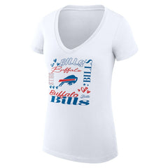 Buffalo Bills G-III 4Her by Carl Banks Women's Super-Slim Fit Lightweight Collage Team V-Neck T-Shirt - White - NFL