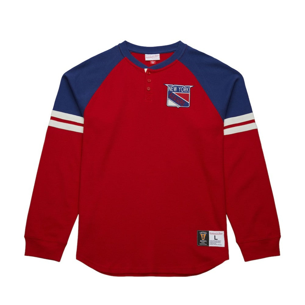 New York Rangers Mitchell & Ness Thermal Henley Long Sleeve T-Shirt - Red | NHL sale