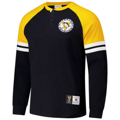 Pittsburgh Penguins Mitchell & Ness Thermal Henley Long Sleeve T-Shirt - Black | NHL near me