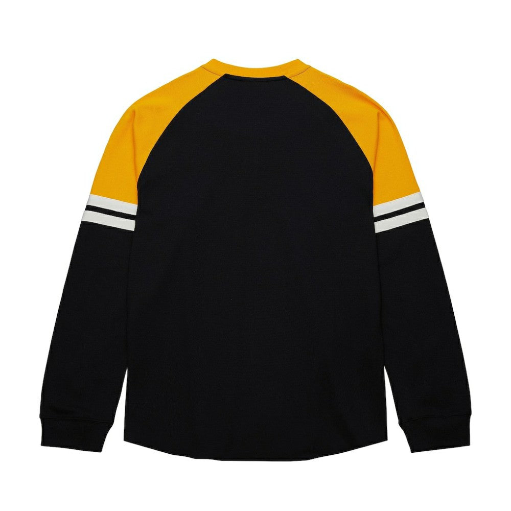 Boston Bruins Mitchell & Ness Thermal Henley Long Sleeve T-Shirt - Black | NHL Clearance