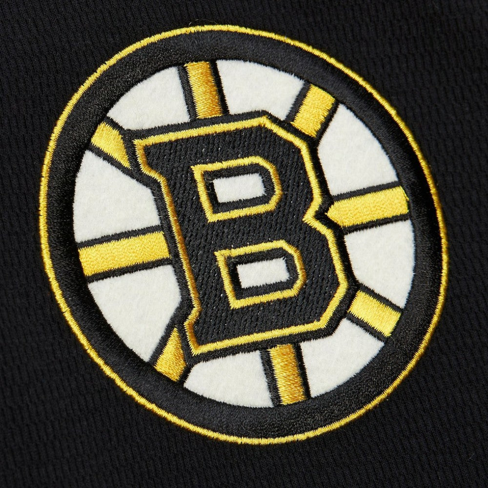 Boston Bruins Mitchell & Ness Thermal Henley Long Sleeve T-Shirt - Black | NHL Clearance