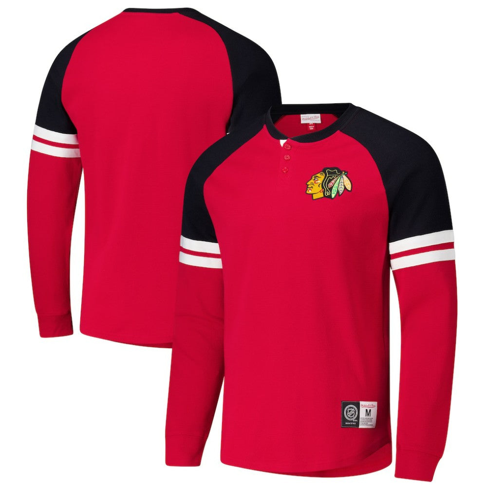 Chicago Blackhawks Mitchell & Ness Thermal Henley Long Sleeve T-Shirt - Red | NHL near me