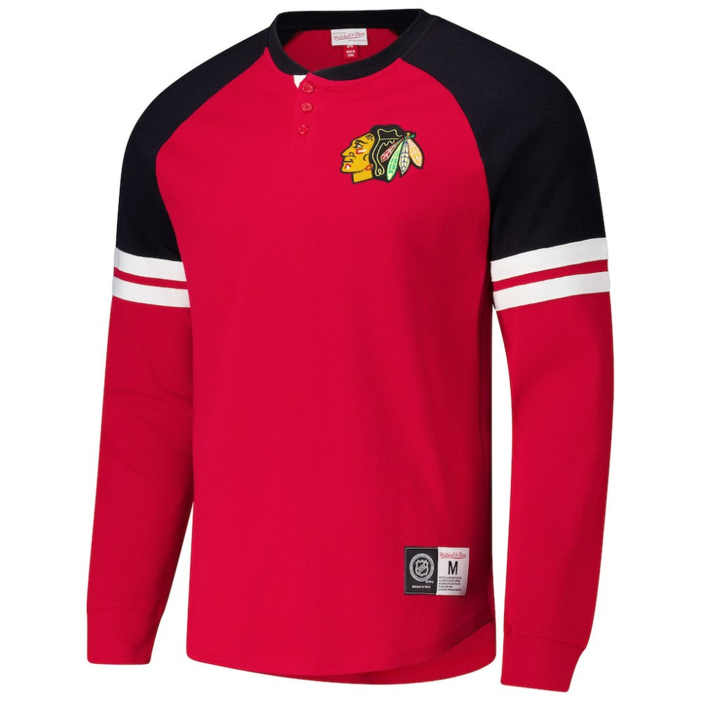 Chicago Blackhawks Mitchell & Ness Thermal Henley Long Sleeve T-Shirt - Red | NHL near me