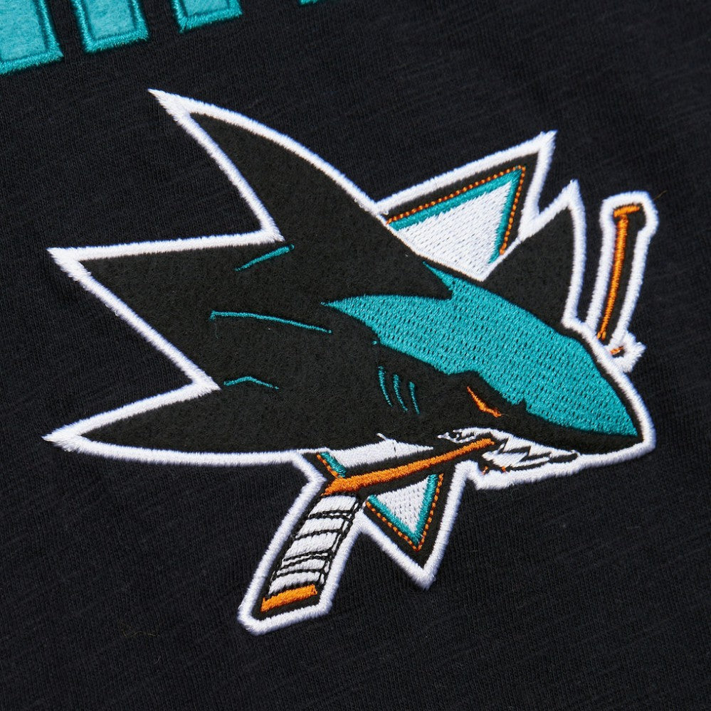 San Jose Sharks Mitchell & Ness Legendary Slub Raglan Long Sleeve T-Shirt - Black/Teal | NHL on sale