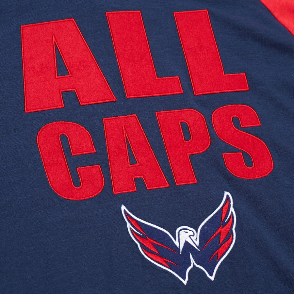 Washington Capitals Mitchell & Ness Legendary Slub Raglan Long Sleeve T-Shirt - Navy/Red | NHL Clearance