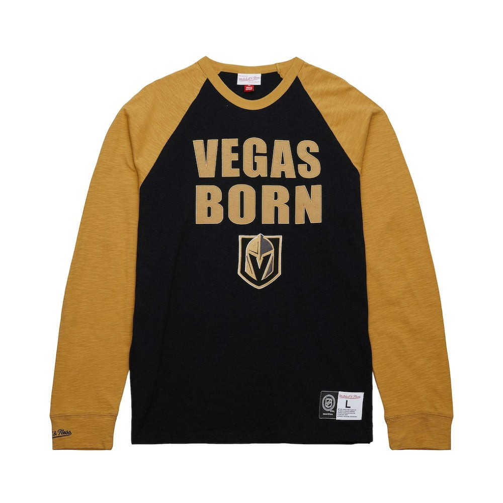 Vegas Golden Knights Mitchell & Ness Legendary Slub Raglan Long Sleeve T-Shirt - Black/Gold | NHL near me