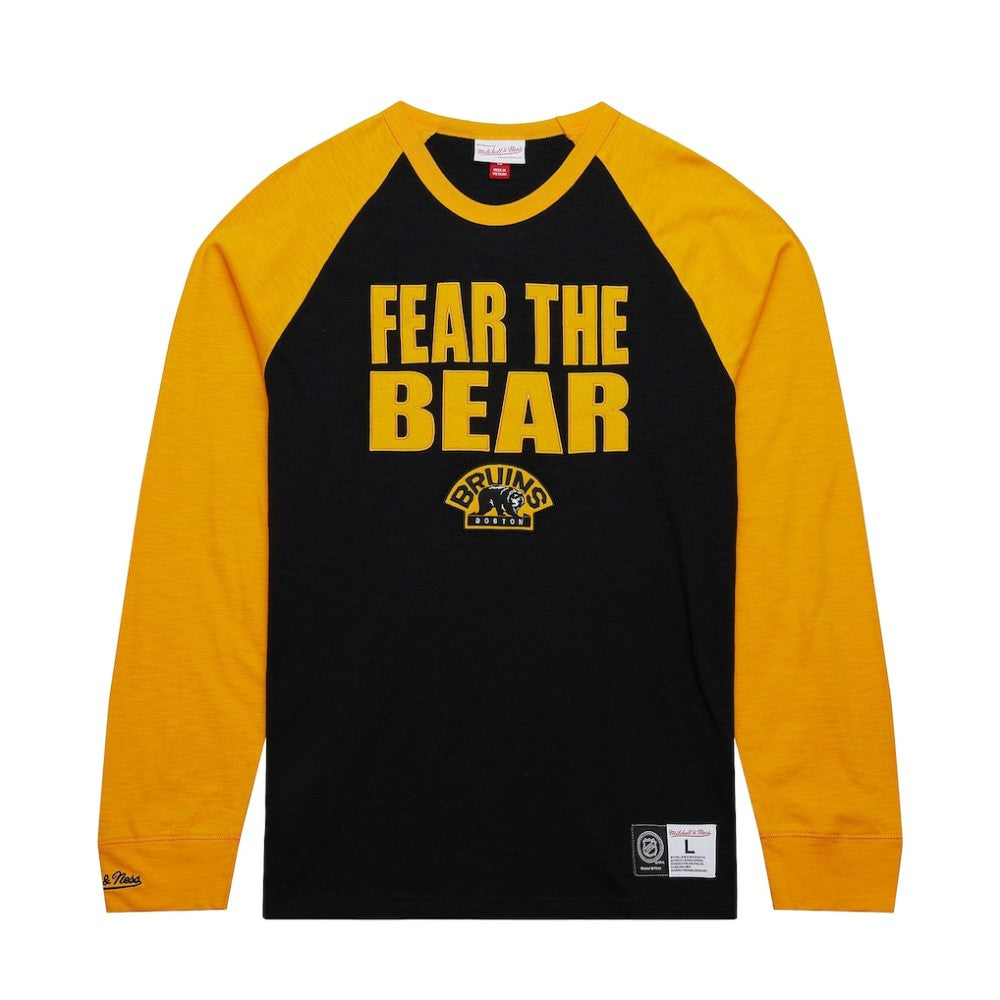 Boston Bruins Mitchell & Ness Legendary Slub Raglan Long Sleeve T-Shirt - Black/Gold | NHL sale