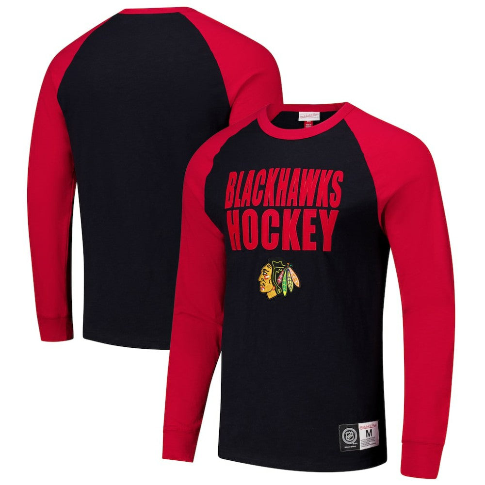 Chicago Blackhawks Mitchell & Ness Legendary Slub Raglan Long Sleeve T-Shirt - Black/Red | NHL sale