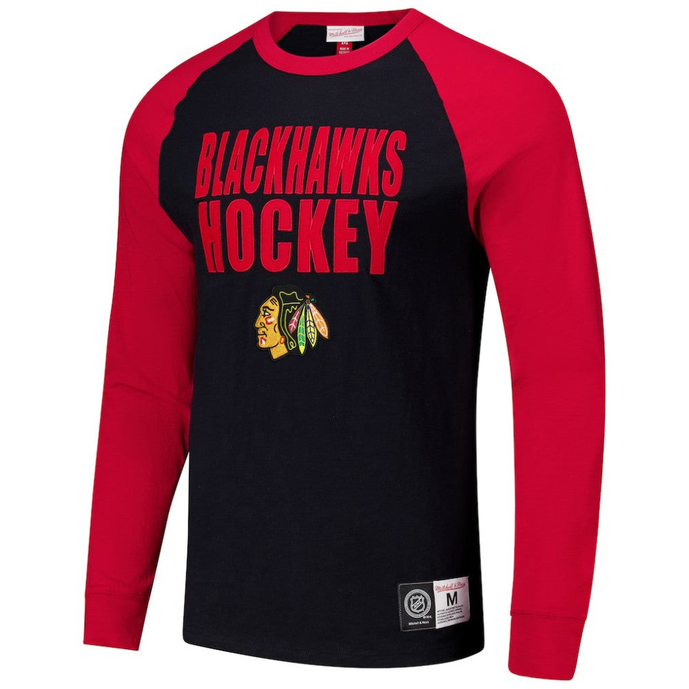 Chicago Blackhawks Mitchell & Ness Legendary Slub Raglan Long Sleeve T-Shirt - Black/Red | NHL sale