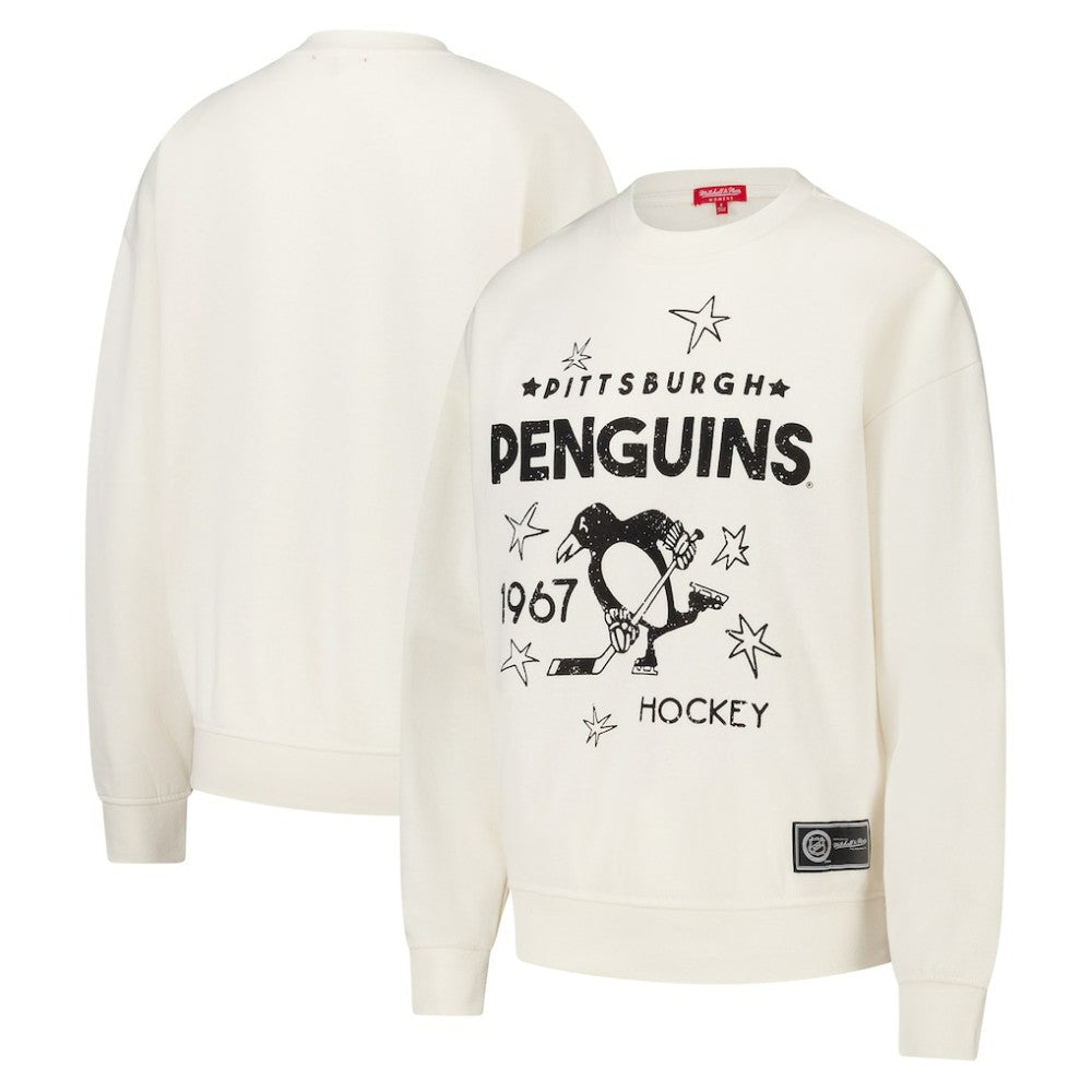 Pittsburgh Penguins Mitchell & Ness Women's Logo 3.0 Pullover Sweatshirt - Cream | NHL Clearance