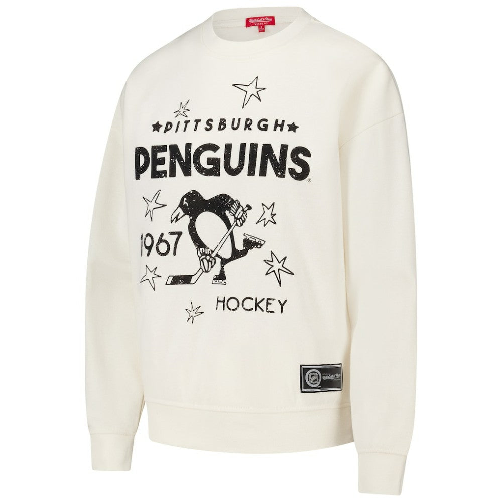 Pittsburgh Penguins Mitchell & Ness Women's Logo 3.0 Pullover Sweatshirt - Cream | NHL Clearance